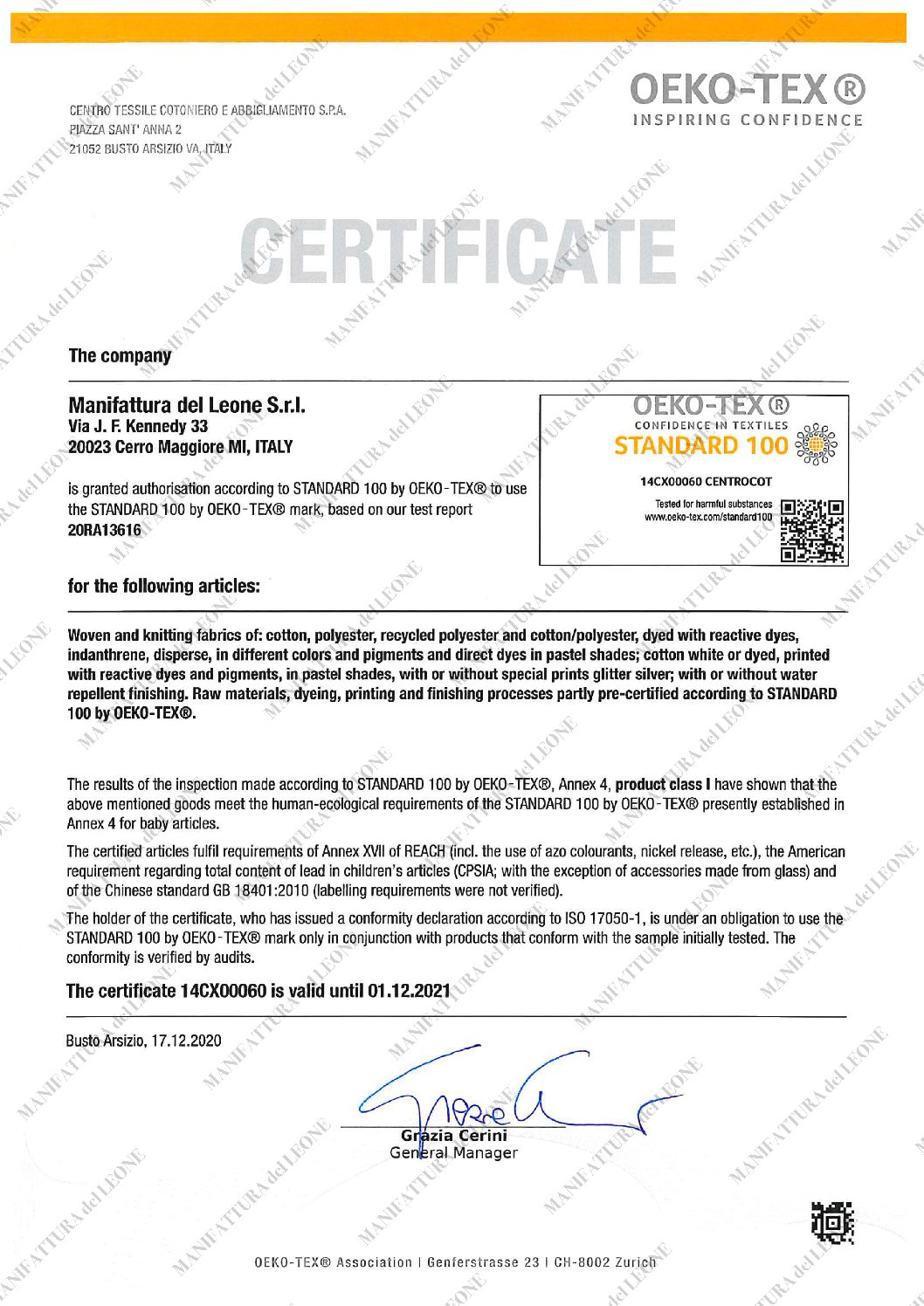 Certificato Oeko-Tex CL.1scad. 01-12-21-2_eng